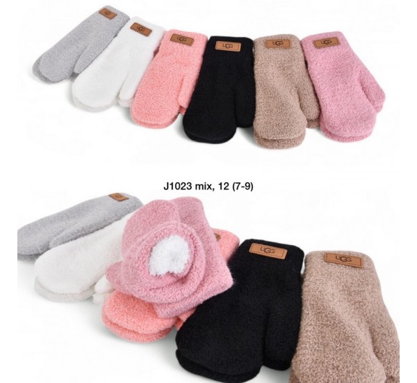 Рукавиці дитячі 12 шт (7-9 років) тедді/махра LeR_J1023