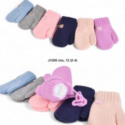 Рукавиці подвійні дитячі 12 шт (2-4 роки) акріл LeR_J1006