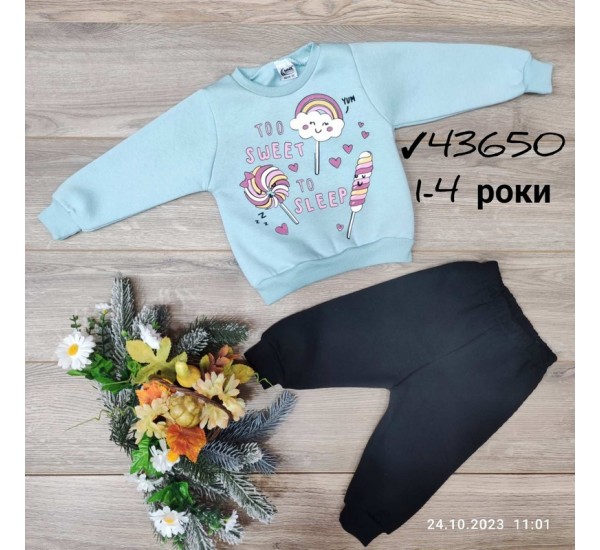 Костюм для дівчаток 4 шт тринитка/фліс (1-4 роки) MiLi_43650b