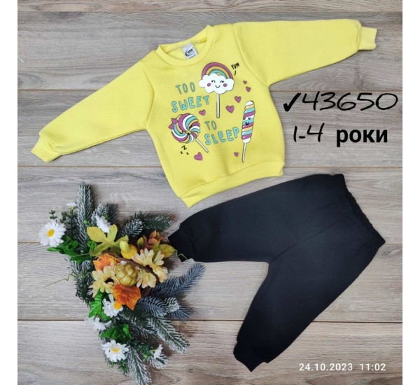 Костюм для дівчаток 4 шт тринитка/фліс (1-4 роки) MiLi_43650c