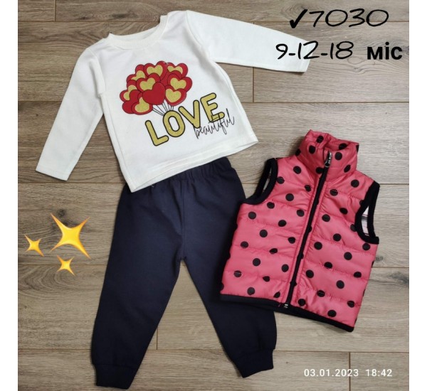 Костюм 3-ка для немовлят 3 шт двонитка (9-18 міс) MiLi_7030b