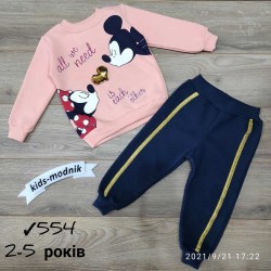 Костюм для дівчаток 4 шт тринитка/фліс (2-5 років) MiLi_554a