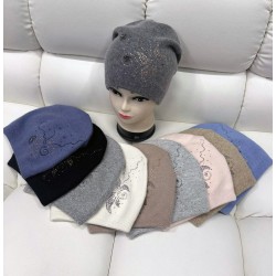 Шапка жіноча подвійна 5 шт (норма) вовна/кашемір ML903_100997