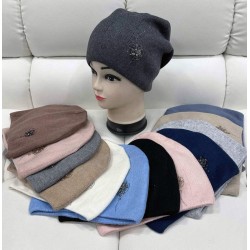 Шапка жіноча подвійна 5 шт (норма) вовна/кашемір ML903_100998