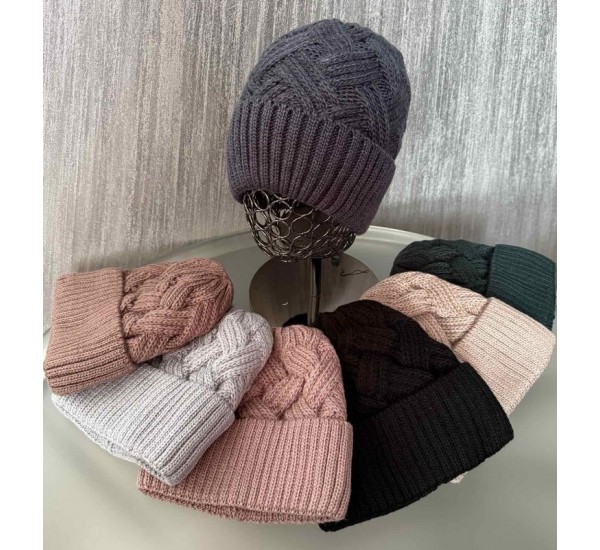 Шапка женская 5 шт (норма) вязка/флис ML903_110929