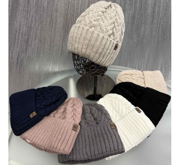 Шапка женская 5 шт (норма) вязка/флис ML903_110943