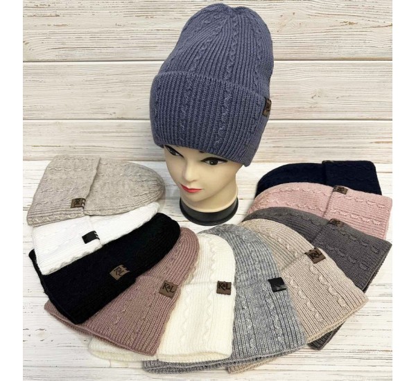 Шапка жіноча 5 шт (норма) в'язка/фліс ML903_110952