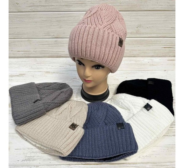 Шапка жіноча 5 шт (норма) в'язка/фліс ML903_110956