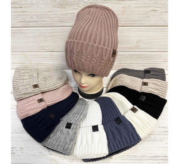 Шапка жіноча 5 шт (норма) в'язка/фліс ML903_110958