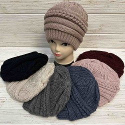 Шапка жіноча 5 шт (норма) в'язка/фліс ML903_110959