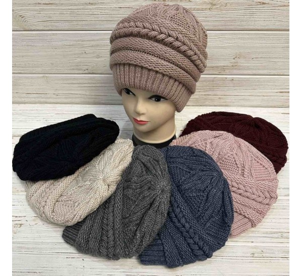 Шапка жіноча 5 шт (норма) в'язка/фліс ML903_110959