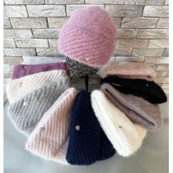 Шапка жіноча 5 шт (норма) подвійна ангора ML903_151012