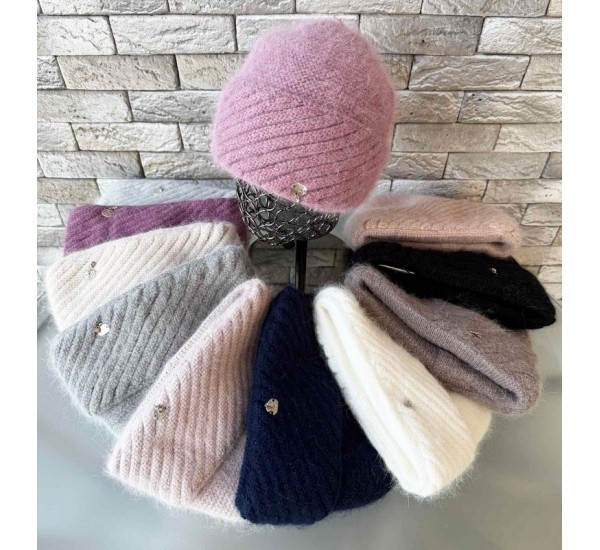 Шапка женская 5 шт (норма) двойная ангора ML903_151012