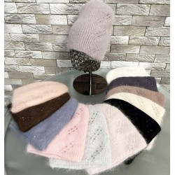 Шапка жіноча 5 шт (норма) подвійна ангора ML903_151045