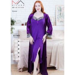 Халат 2-ка жіночий, велюр/бавовна 5 шт (44-52 р) MuK_X-7188