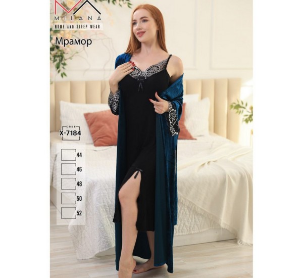 Халат 2-ка жіночий, велюр/бавовна 5 шт (44-52 р) MuK_X-7184