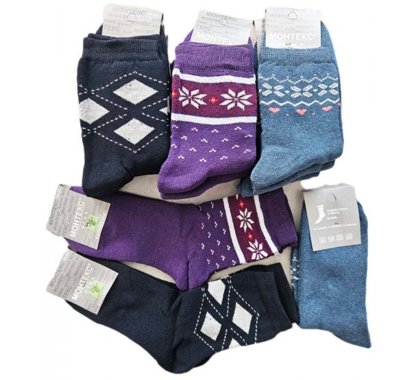 Шкарпетки жіночі, подвійна п'ята 12 шт (37-42 р) махра/бамбук NvS_903