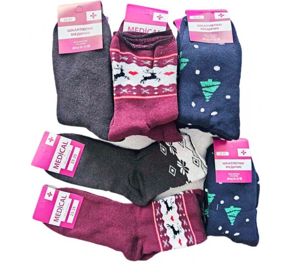 Шкарпетки жіночі, медичні 12 шт (37-42 р) махра/коттон NvS_904