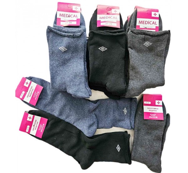 Шкарпетки чоловічі, медичні 12 шт (42-46 р) махра/коттон NvS_907