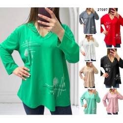 Футболка жіноча, (рукав 7/8) трикотаж 5 шт (52-56 р) RZ4492_27097