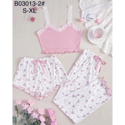 Пижама женская 3-ка, рубчик 4 шт (S-XL) ZeL1396_B03013-2