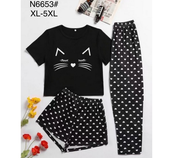 Піжама жіноча 3-ка, бамбук 5 шт (1-5XL) ZeL1396_N6653