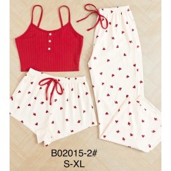 Пижама женская 3-ка, рубчик 4 шт (S-XL) ZeL1396_B02015-2