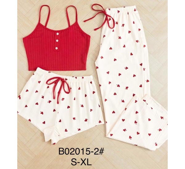 Пижама женская 3-ка, рубчик 4 шт (S-XL) ZeL1396_B02015-2