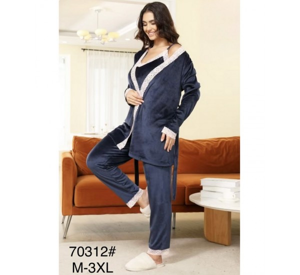 Піжама 3-ка жіноча, велюр 5 шт (M-3XL) ZeL1396_70312