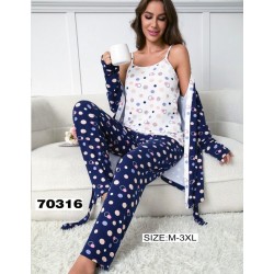 Піжама 3-ка жіноча, 5 шт (M-3XL) байка ZeL1396_70316