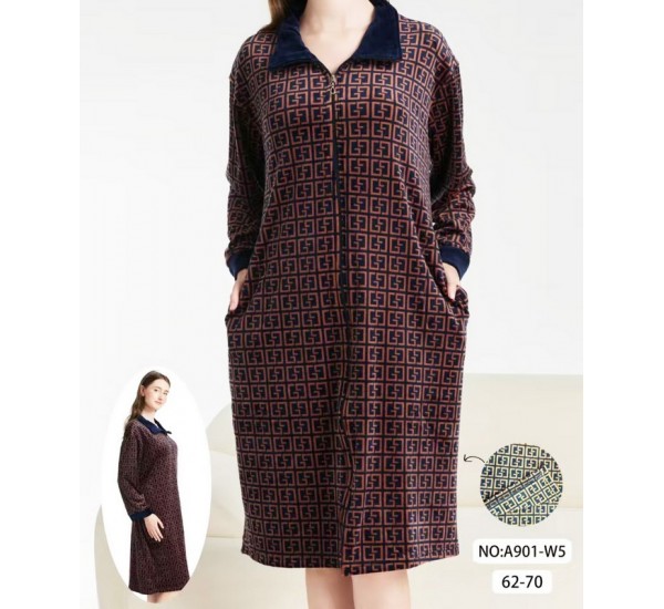 Халат жіночий подвійний велюр 5 шт (62-70 р) ZeL1396_A901-W5