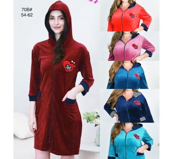 Халат жіночий, велюр 5 шт (54-62 р) ZeL1396_70B