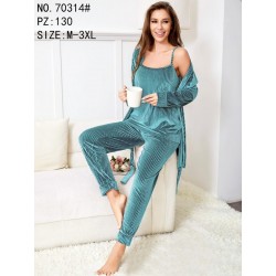 Піжама 3-ка жіноча, 5 шт (M-3XL) велюр ZeL1396_70314