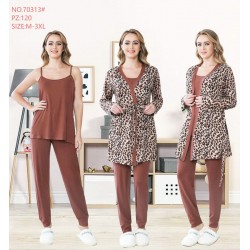 Піжама 3-ка жіноча, 5 шт (M-3XL) велюр ZeL1396_70313