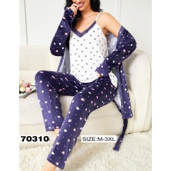 Піжама 3-ка жіноча, 5 шт (M-3XL) велюр ZeL1396_70310