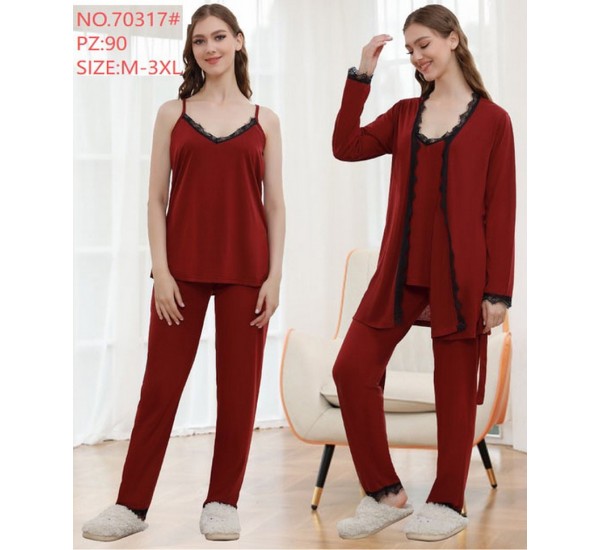 Пижама 3-ка женская, велюр 5 шт (M-3XL) ZeL1396_70317