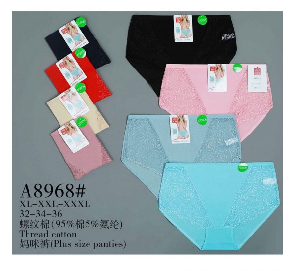 Труси жіночі батал 12 шт (1-3XL) рубчик KiE_A8968