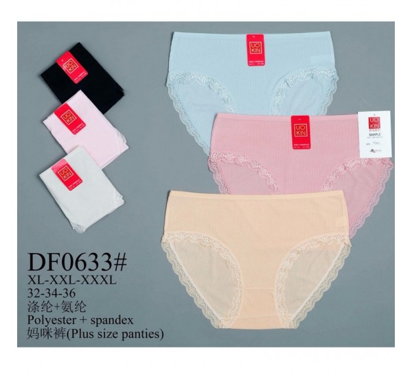 Труси жіночі батал 12 шт (1-3XL) рубчик KiE_DF0633