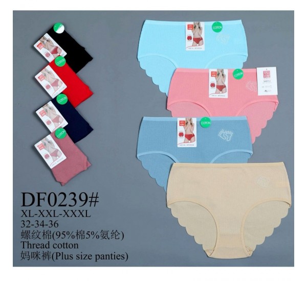 Труси жіночі батал 12 шт (1-3XL) рубчик KiE_DF0239