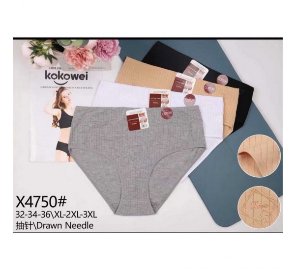 Трусы женские Батал 12 шт (1-3XL) рубчик KiE_X4750