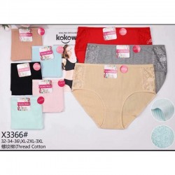 Трусы женские Батал 12 шт (1-3XL) рубчик KiE_X3366