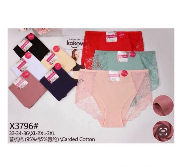 Трусы женские Батал 12 шт (1-3XL) рубчик KiE_X3796