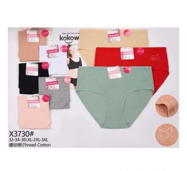 Трусы женские Батал 12 шт (1-3XL) рубчик KiE_X3730