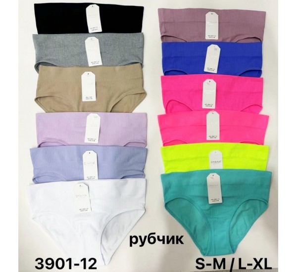 Труси жіночі 12 шт (S-XL) рубчик KiE_3901-12