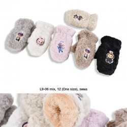 Рукавиці дитячі 12 шт (7-10 років) хутро LeR_L9-06