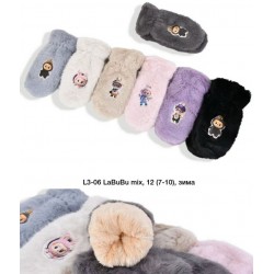 Рукавиці дитячі 12 шт (7-10 років) хутро LeR_L3-06