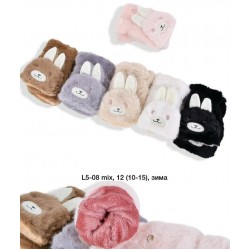 Рукавиці дитячі 12 шт (10-15 років) хутро LeR_L5-08