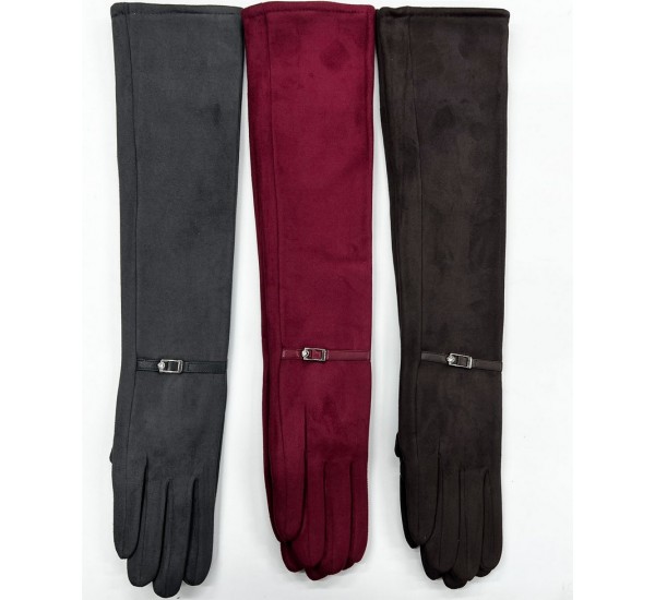 Перчатки женские, 10 шт (6,5-8,5 р) замш/плюш LeR_JPCKh