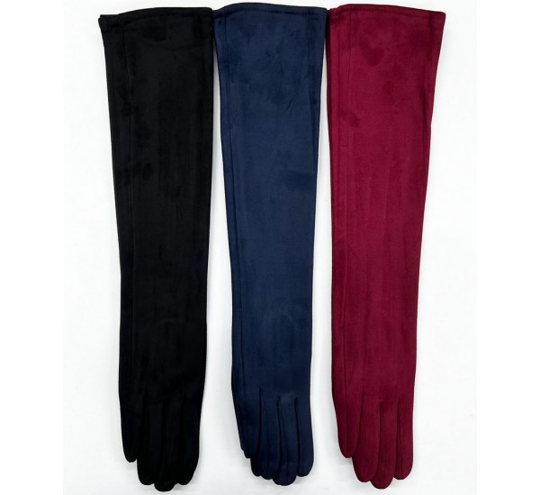 Перчатки женские, 10 шт (6,5-8,5 р) замш/плюш LeR_JPCKm