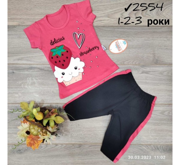 Костюм для дівчаток 3 шт коттон (1-3 роки) MiLi_2554b